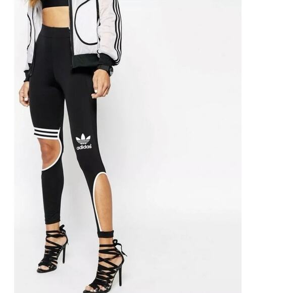 Rare Adidas Originals RITA ORA Trapeze Cutout LEGGINGS Running Pants M Yoga - Picture 2 of 5